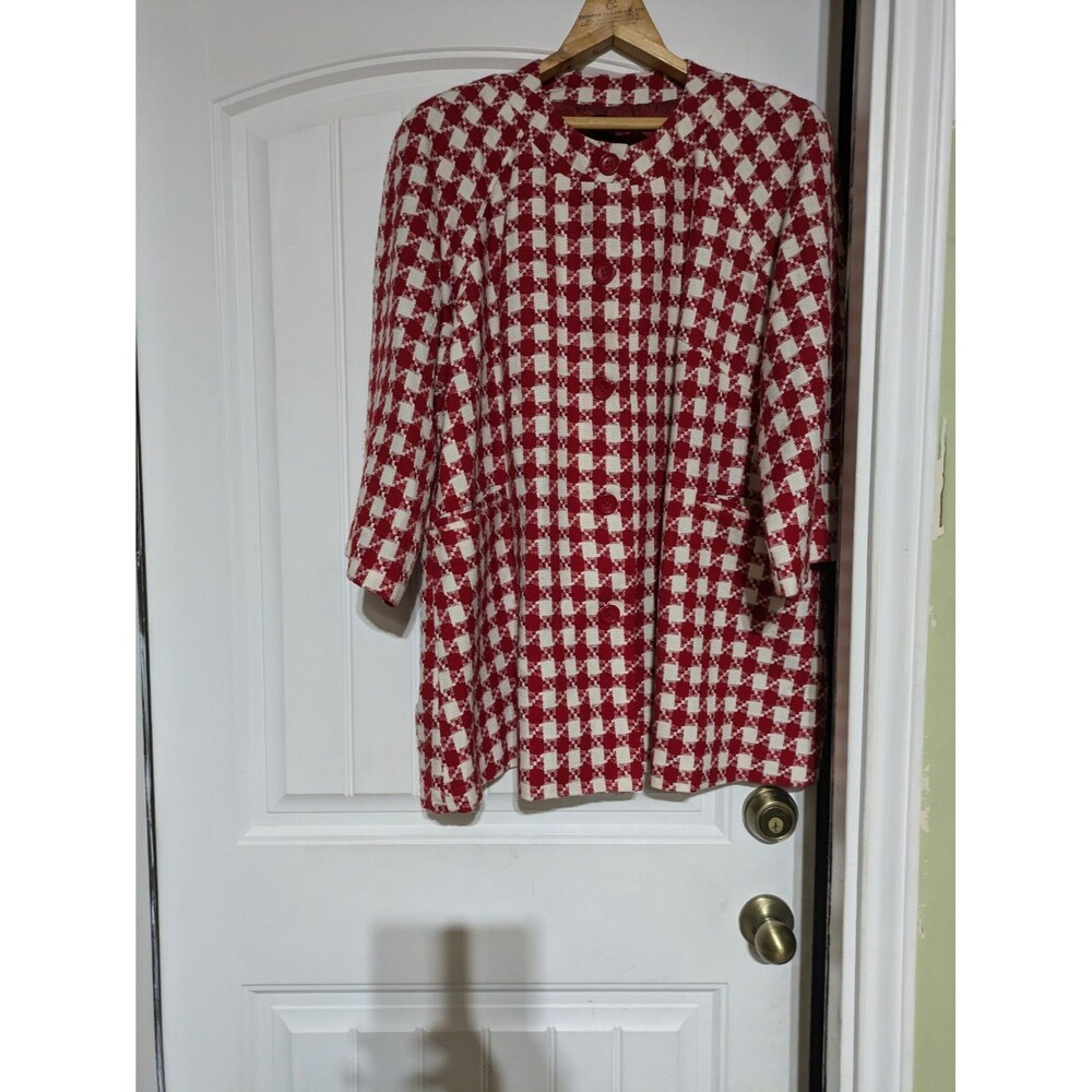 Rafaella Red & White Houndstooth Blazer Jacket